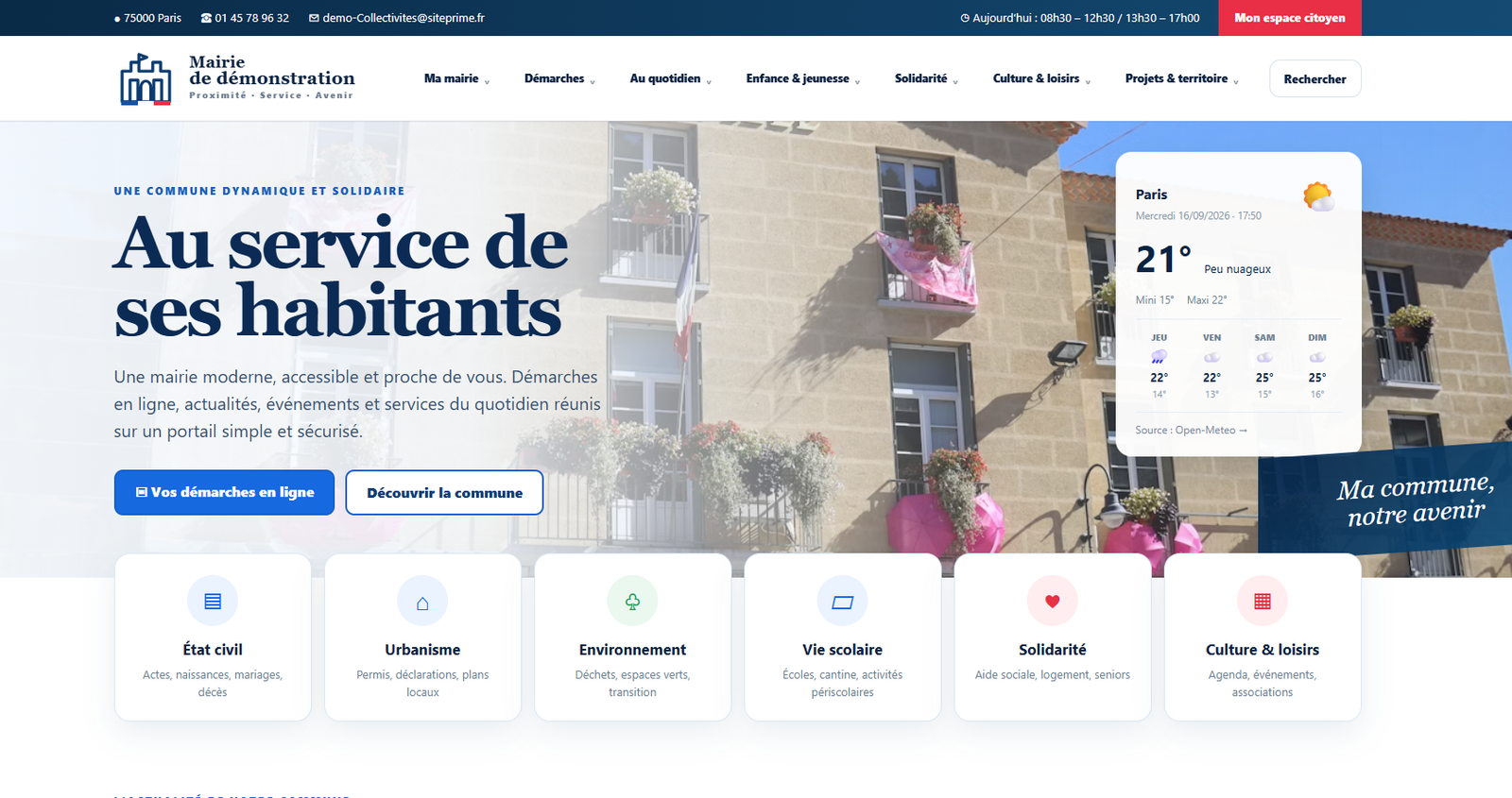 SitePrime Collectivités — Portail municipal & Espace citoyen