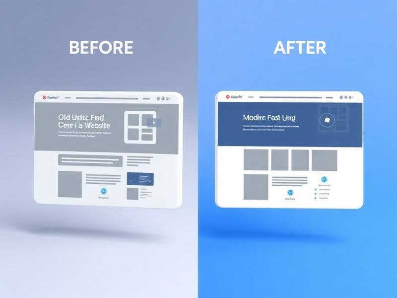 Illustration avant et après d’une refonte de site web montrant l’amélioration du design et de la performance
