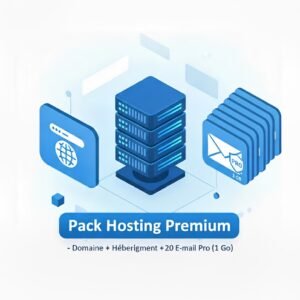 Pack Hosting Premium – Domaine + Hébergement + 20 E-mails Pro (1 Go)